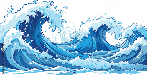 sea waves hand drawing background, illustration, vector art