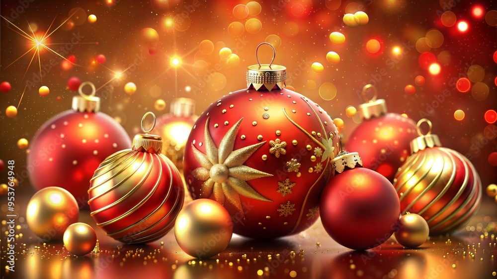 Festive background with colorful red and gold Christmas balls Festive background with colorful red and gold Christmas balls