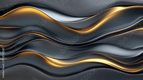 A mesmerizing abstract design featuring wavy patterns of gold and silver tones, perfect for modern backgrounds and artistic projects. photo