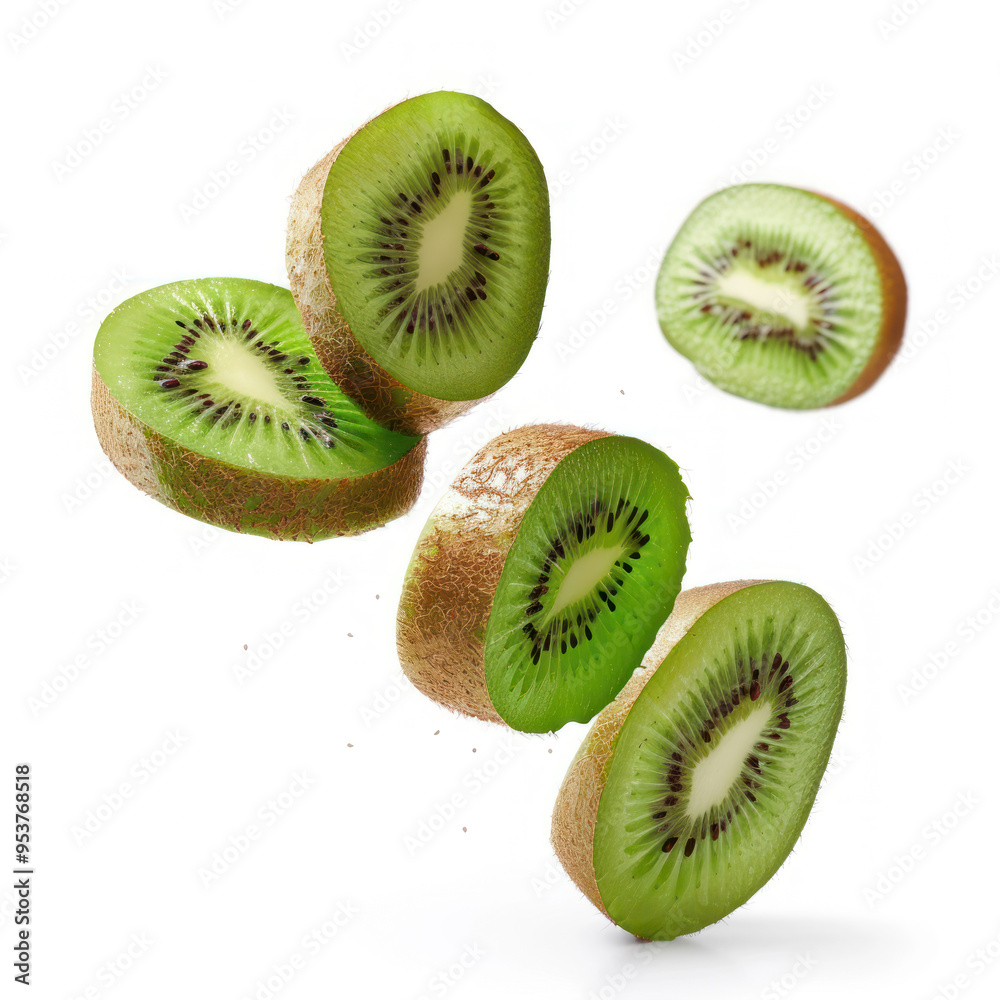 Fototapeta premium kiwi fruit flying on white background