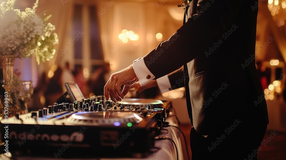 DJ Mixing Music at a Wedding Reception