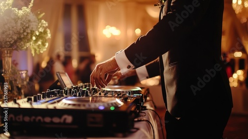 Obraz na płótnie DJ Mixing Music at a Wedding Reception w salonie