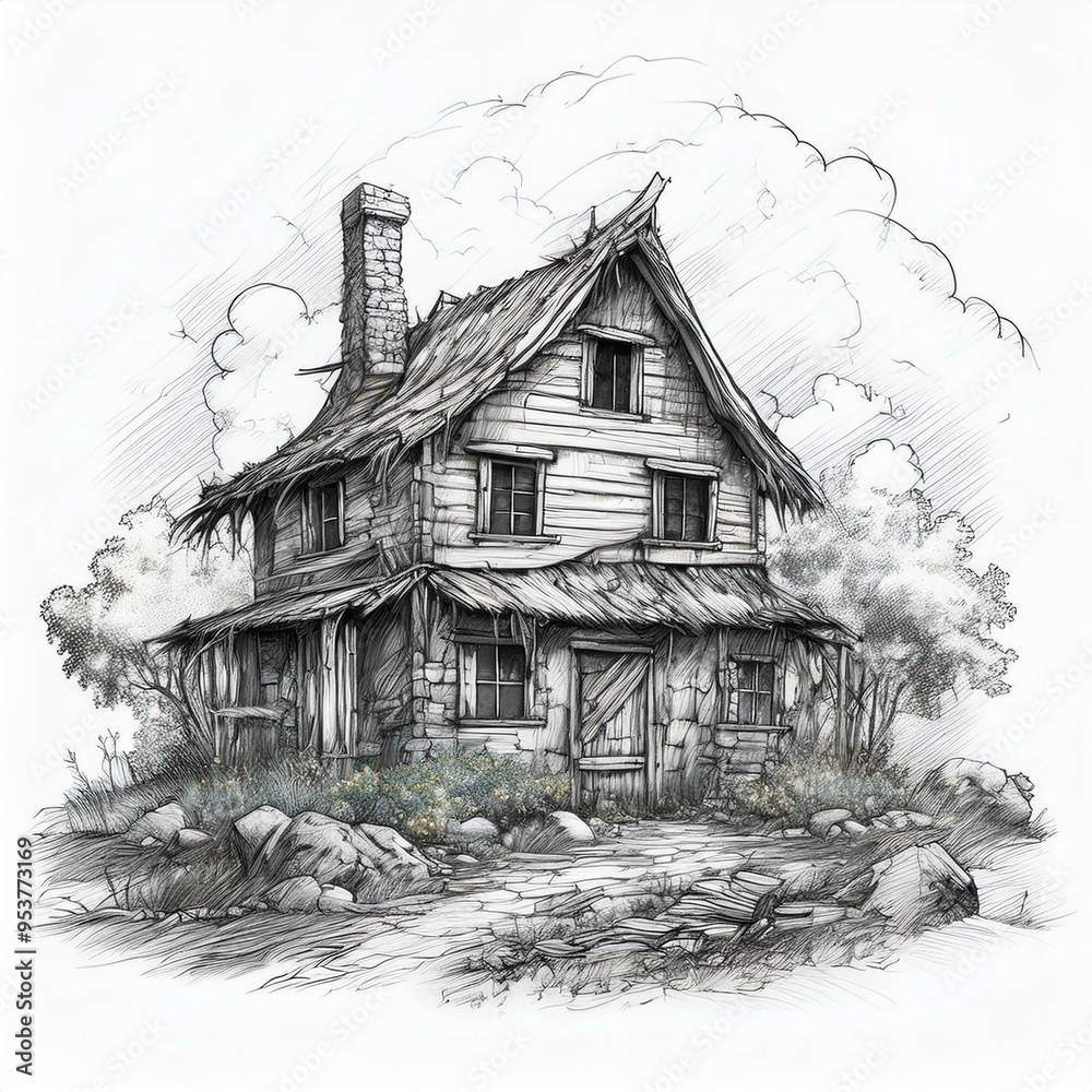 Obraz premium old house sketch