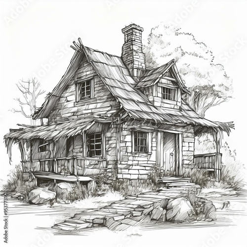 sketch of an old house