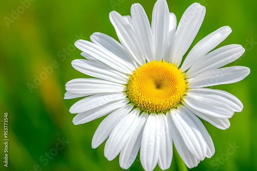 white daisy flower on a background of green leaves