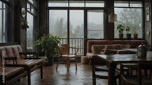 A moment of tranquility captured in a rainy afternoon. The soft light and quiet atmosphere create a sense of peace