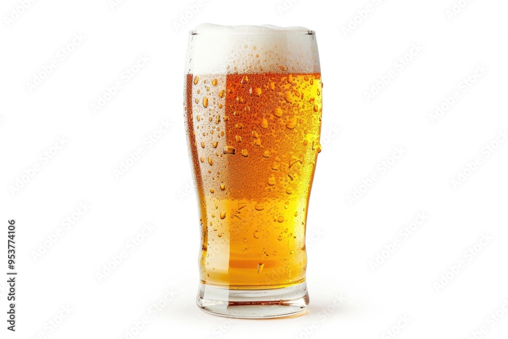 Glass of light beer isolated on a white background. File contains clipping path. Glass of light beer isolated on a white background. File contains clipping path.
