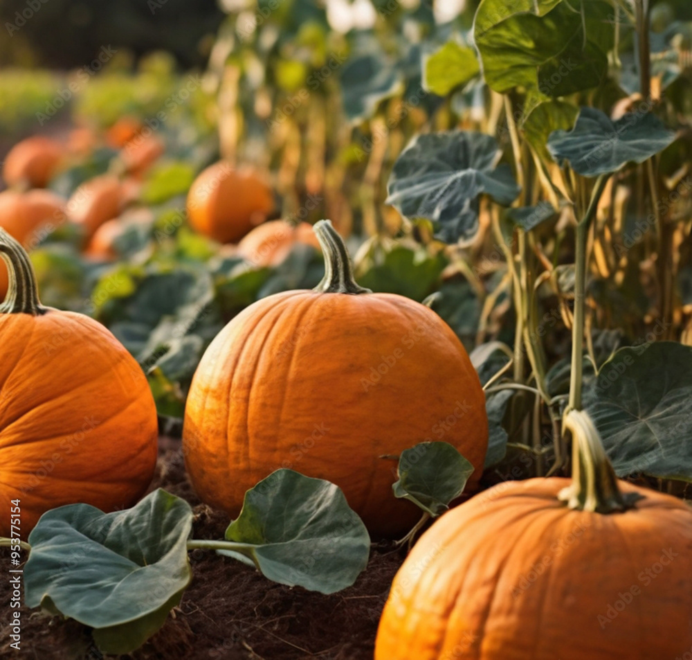 Obraz premium Pumpkin in the garden, countryside idyllic autumn aesthetic