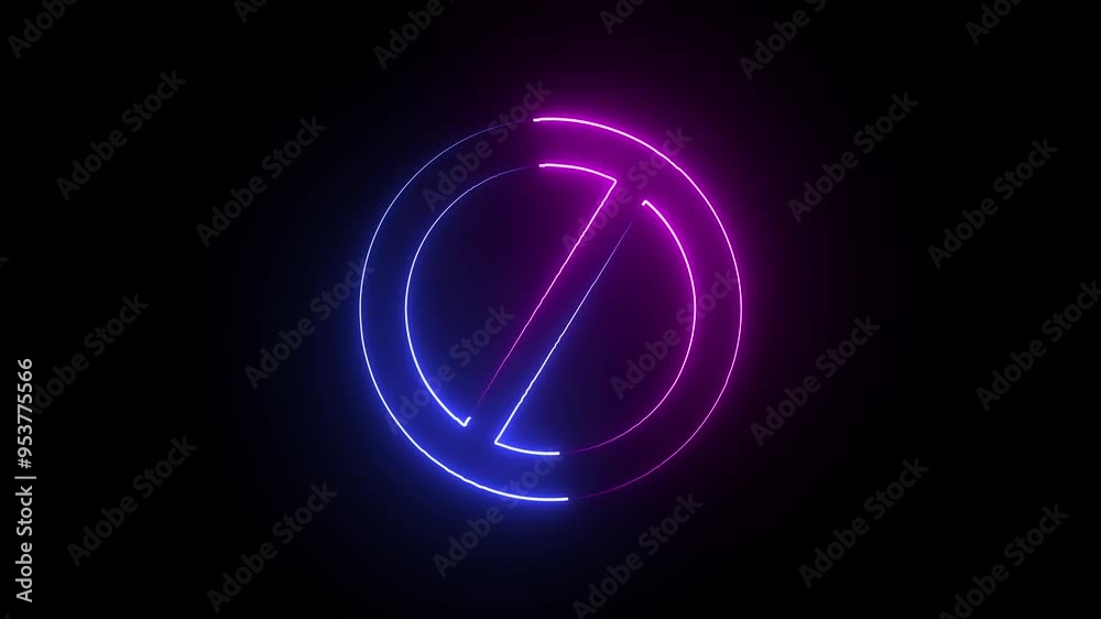 Blue to purple Not Allowed Animated Symbol with Glowering animation. Neon Prohibited Sign Animation on dark background Blue to purple Not Allowed Animated Symbol with Glowering animation. Neon Prohibited Sign Animation on dark background