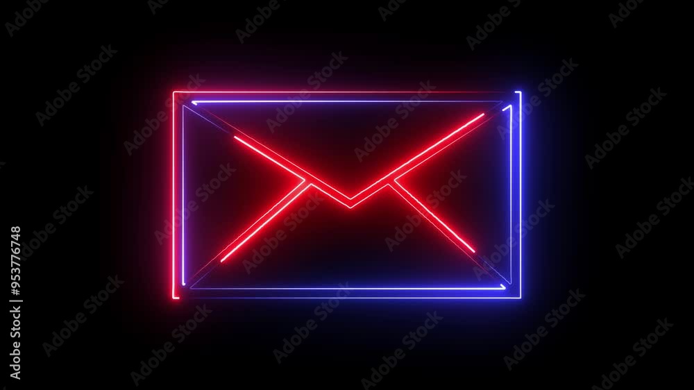 red to blue color neon mail envelope icon animated on black background. glowing neon Mail envelope, incoming mail, Sending mail icon animation red to blue color neon mail envelope icon animated on black background. glowing neon Mail envelope, incoming mail, Sending mail icon animation