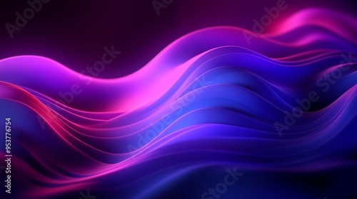 Mysterious Dark Purple Background with Colorful Flowing Light Lines and Gradient Waves, Futuristic Technology Design for Graphic Backgrounds and Wallpaper