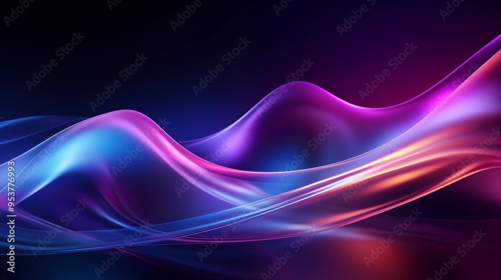 Mysterious Dark Purple Background with Colorful Flowing Light Lines and Gradient Waves, Futuristic Technology Design for Graphic Backgrounds and Wallpaper Mysterious Dark Purple Background with Colorful Flowing Light Lines and Gradient Waves, Futuristic Technology Design for Graphic Backgrounds and Wallpaper