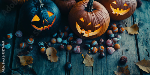 Happy Halloween background. Scary Lantern. All saints day. Day of Death.