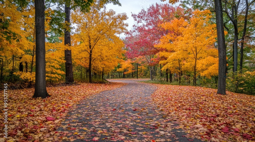 Beautiful yellow red and orange leaves in an autumn park Beautiful yellow red and orange leaves in an autumn park
