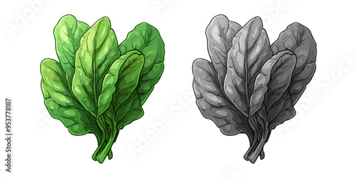 a bunch of spinach on a white background and grey vector image