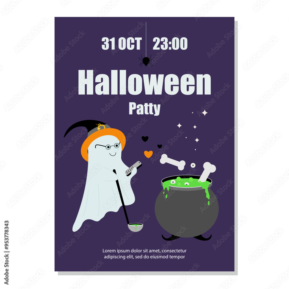 Fototapeta premium Vertical banner for Halloween party. Vector graphics. Flat style.