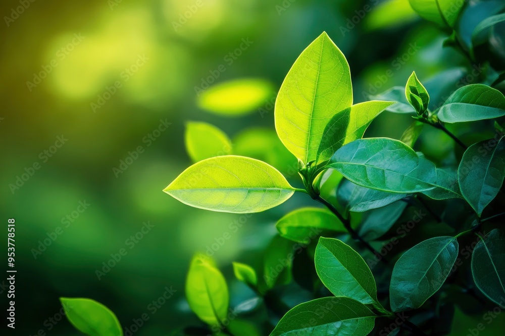 Nature of green leaf in garden at summer. Natural green leaves plants using as spring background cover page greenery environment ecology lime green wallpaper with ai
