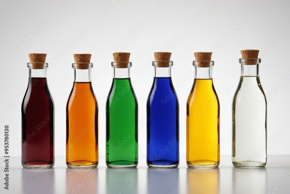 there are four bottles of different colored liquids in a row there are four bottles of different colored liquids in a row