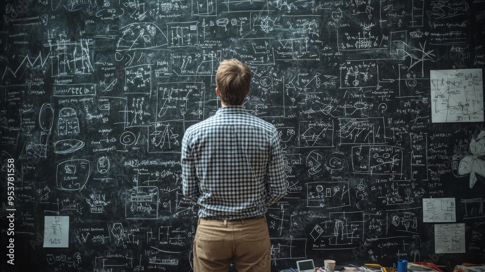 Chaotic Organizational Decision Tree on Chalkboard Chaotic Organizational Decision Tree on Chalkboard