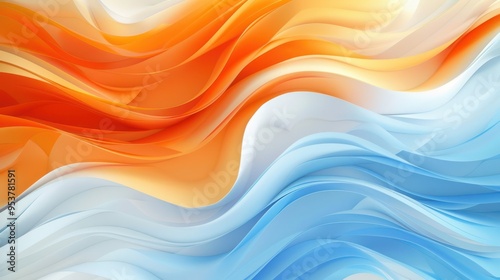 Abstract Orange and Blue Wave Pattern