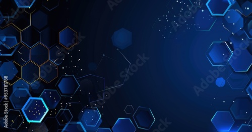 A visually appealing abstract background featuring hexagonal shapes and a dark blue color palette, ideal for digital designs.
