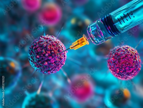 Vibrant 3D Vaccine Injection Closeup photo