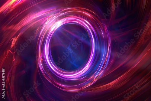 Luminous swirling ring background with glowing spiral and light circles.