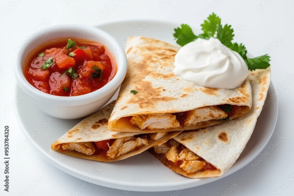 Chicken Quesadillas with Salsa and Sour Cream Chicken Quesadillas with Salsa and Sour Cream