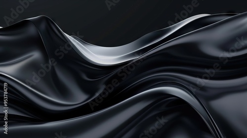 Black silk abstract background luxury cloth or liquid wave or wavy folds