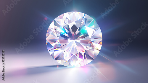 3D Rendered Shimmering Diamond with Crystal Background, Brilliant Jewellery Wallpaper
