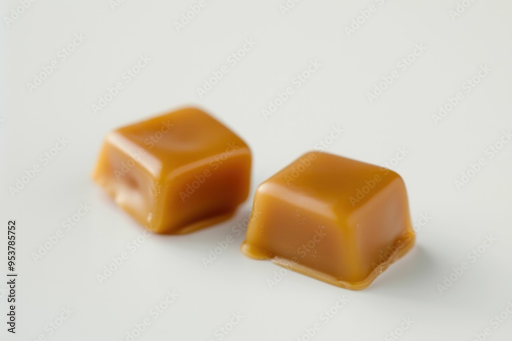 Close up of caramel candies on white background. Close up of caramel candies on white background.