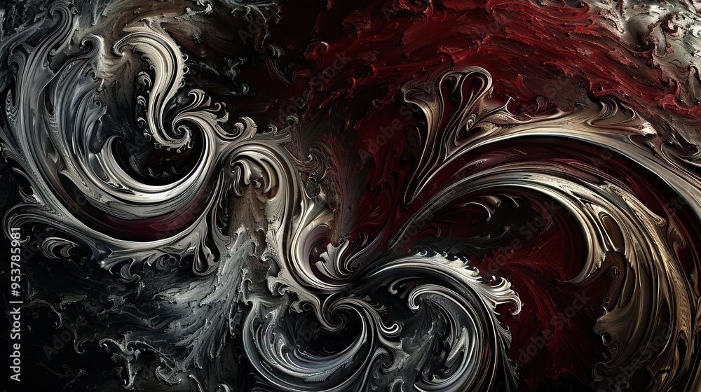 Stormy atmosphere with silver burgundy and ebony swirls. Stormy atmosphere with silver burgundy and ebony swirls.