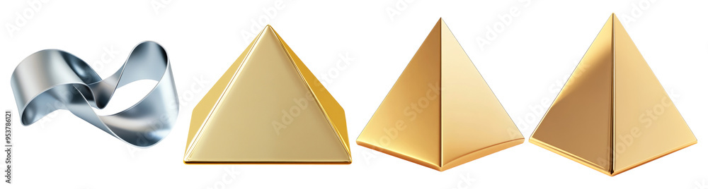 Metallic Shapes: A Silver Ribbon and Golden Pyramids Metallic Shapes: A Silver Ribbon and Golden Pyramids