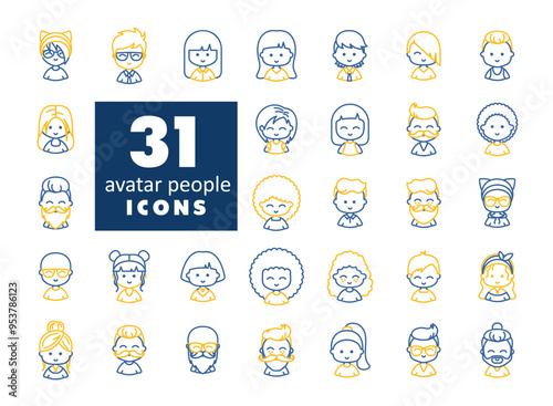 Set of avatar related vector icons