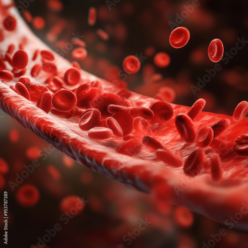 A red blood cell is shown in motion