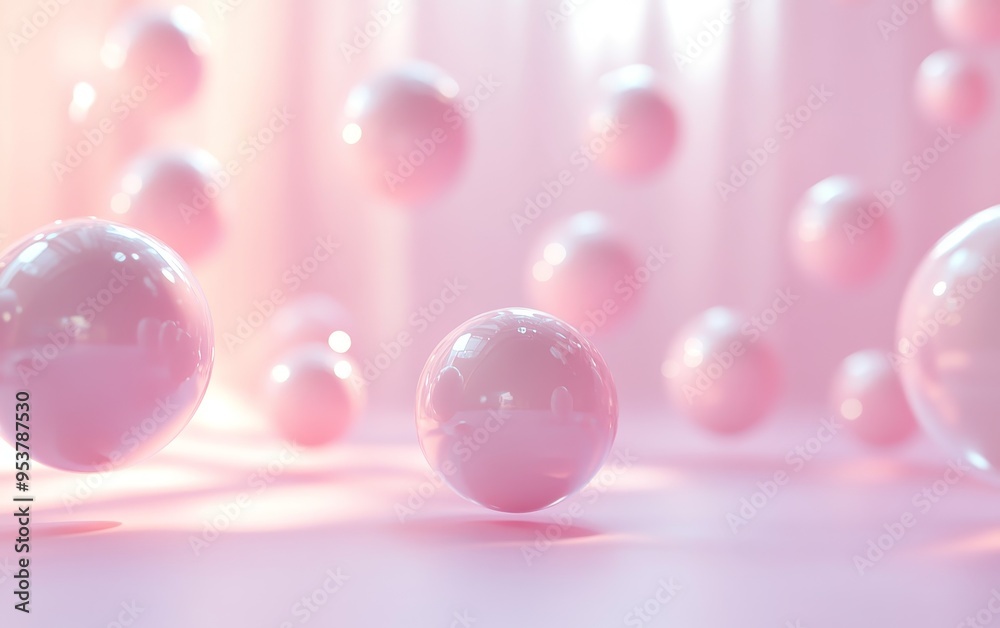 A serene display of floating pink spheres creating a dreamy and whimsical atmosphere, ideal for various design projects. A serene display of floating pink spheres creating a dreamy and whimsical atmosphere, ideal for various design projects.