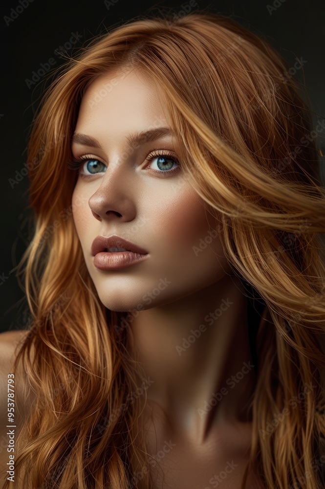 Golden Glow Sensual Woman in Tan vibrant hair color Golden Glow Sensual Woman in Tan vibrant hair color