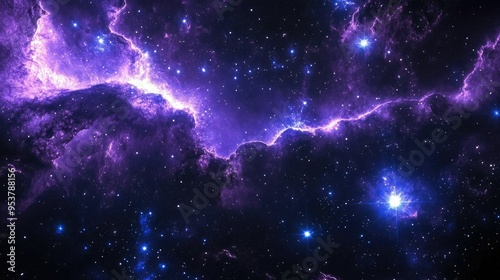 Purple and blue stars in a space background 