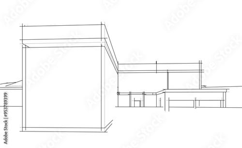 architectural sketch of a house