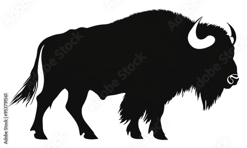 Wallpaper Mural Black silhouette of a bison standing on a plain isolated on transparent background Torontodigital.ca