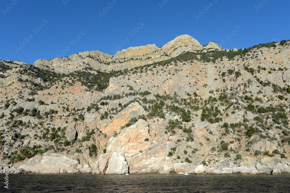 Fototapeta premium The cliffs of Cape Aya. Surroundings of Balaklava, Sevastopol, Crimean Peninsula
