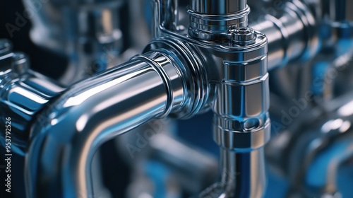 A detailed shot of plumbing pipes and fittings, highlighting the intricate connections that keep water systems functioning. Perfect for industry-related visuals.