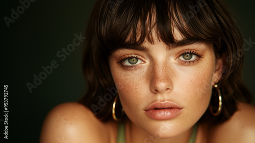 A closeup of a young woman ...