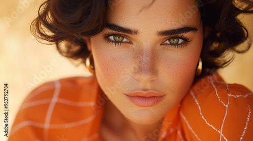 A closeup of a young woman ...