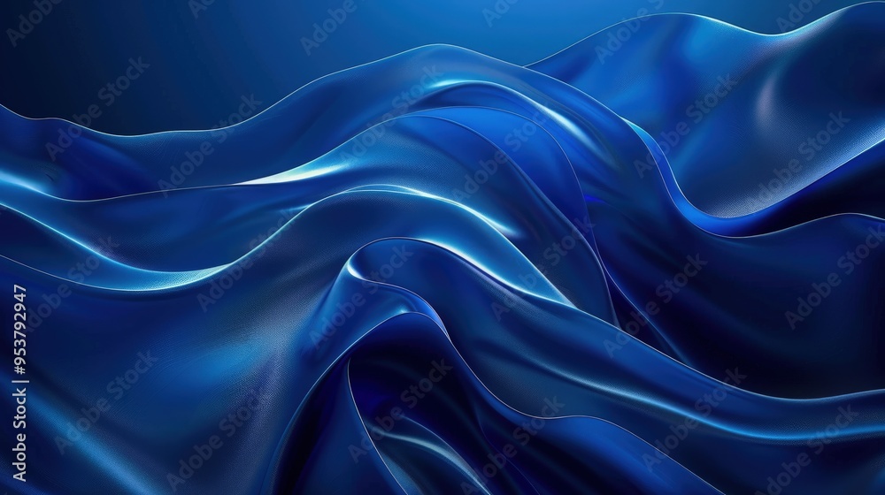 Fototapeta premium A close-up view of flowing blue fabric, showcasing smooth textures and dynamic waves.