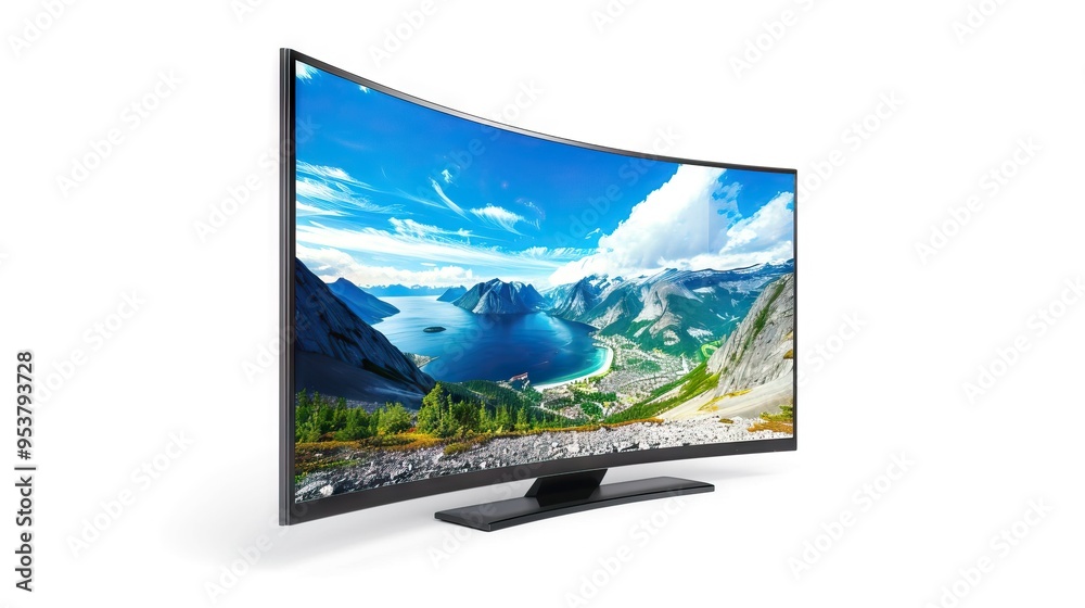 UHD Smart Tv with curved screen on white background UHD Smart Tv with curved screen on white background