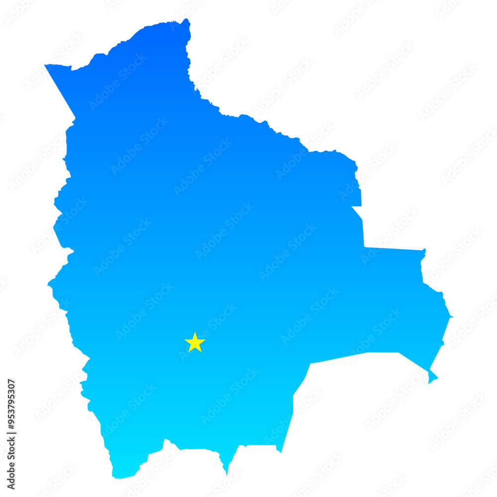 Obraz premium Map of Bolivia with its capital Sucre in professional blue style