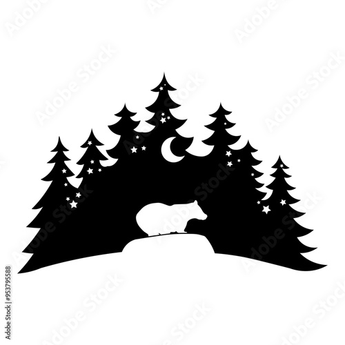 Forest Silhouette Badger