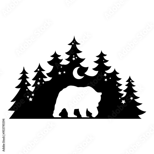 Forest Silhouette Bear
