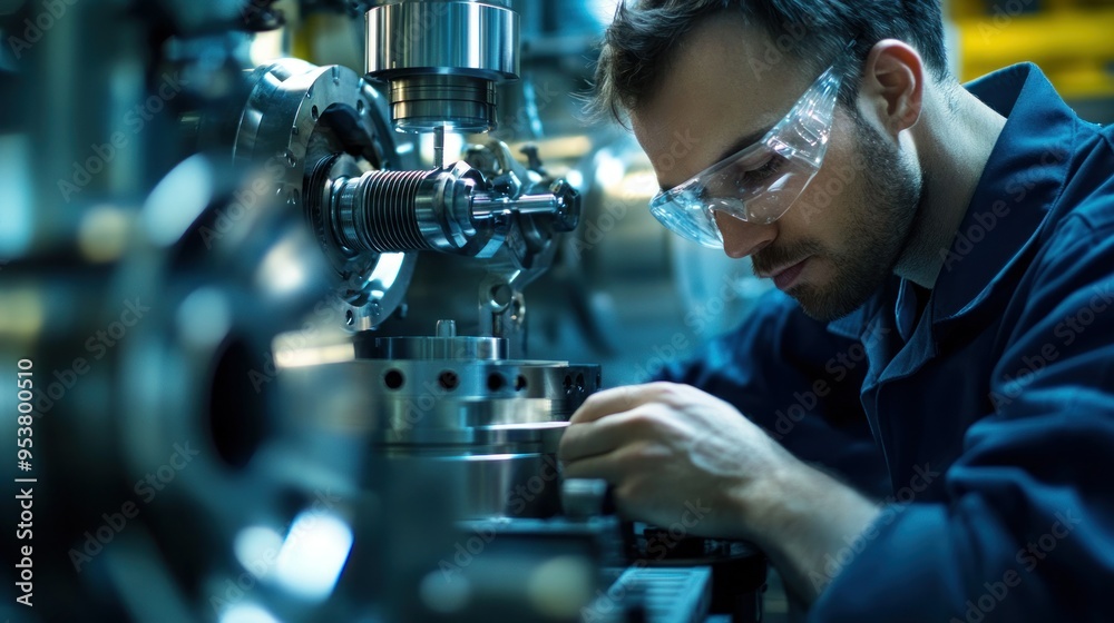 A Focused Machinist Working with Precision Tools A Focused Machinist Working with Precision Tools